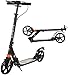 GTJF Trottinettes Classiques Adulte Trottinette avec et Frein à Main Double Suspension Pliable Planeur de Luxe en Aluminium 2 Grandes Roues Supports réglables en Hauteur 150 kg (Color : Black)