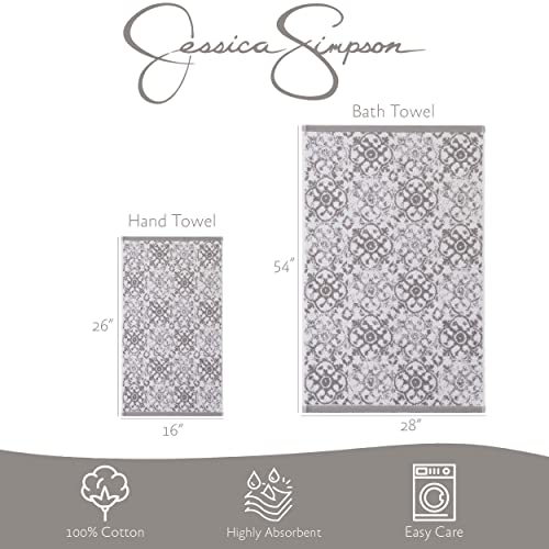 Jessica Simpson - Bath Towel 4 Piece Set, Aziza, Premium Bathroom Decor, Includes 2 Hand Towels and 2 Shower Towels, 100% Cotton & Machine Washable, Skyrocket Grey by Jessica Simpson - Image 3