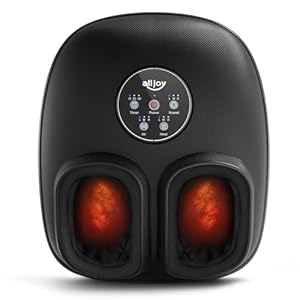 ALLJOY Foot Massager Machine with Heat, Rolling, Compression and Timer, Deep Kneading Shiatsu Massager, Electric Foot Massager for Neuropathy and Plantar Fasciitis, Relax for Home or Office Use