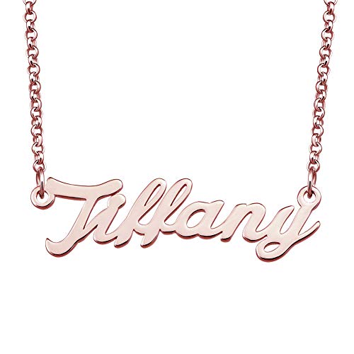 LoEnMe Jewelry 925 Sterling Silver Customized Name Necklace Rose Gold Personalized Gift for Women Girls Couple