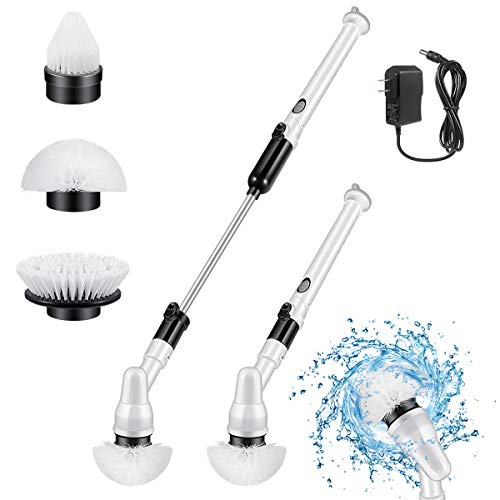 Electric Spin Scrubber, Cleaning Brush Scrubber with Cordless Spin Scrubber, 360 Power Rotation with 3 Replaceable Cleaner Heads & Adjustable Extension Handle for Bathroom, Tub, Tile, Floor