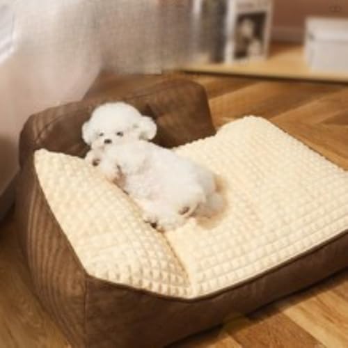 BQQB枕付きみ付きペットベッド、洗える犬ベッド、猫 ベッド、犬ソファ、犬と猫クッション,犬スリーピングパッド'小型、中型、大型のペットに適していますペットマット (美人左ソファークッション(カラメルカレー)です,XXL)