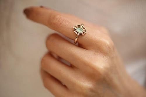 14K Gold Green Aventurine Ring | 14K Solid Gold Green Stone Statement Ring | 14K Solid Yellow, Rose Or White Gold Fine Jewelry For Women #TOP3