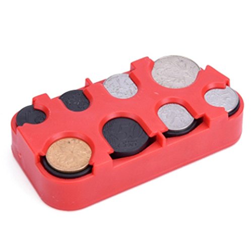 Caja para monedas euro y dólares color rojo miniatura 4