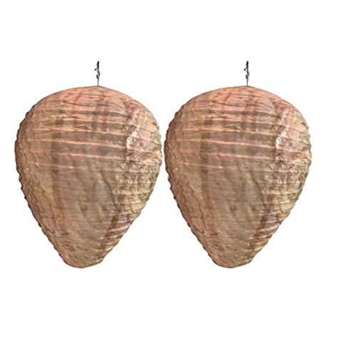 Uonlytech 2pcs Wasp Nest Decoy Hanging Fake Wasp Nest Get Lost Wasp Hanging Wasp Deterrent for Wasps Hornets Yellowjackets