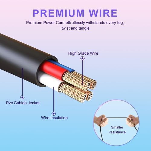 6ft Premium 3Prong Adapter Power Cable Cord Lead Compatible with Xbox 360 PS3 3