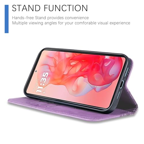 Image of Wallet Case for Motorola Moto G Stylus 5G 2024 6.7 inch - PU Leather Flip Cover with Card Holder Slots, Strong Magnetic Folio Phone Case, Purple