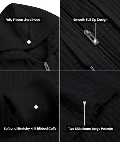 GEEK LIGHTING Mens Fleece Lined Hoodies Zip Up Waffle Knit Thicken Hooded Sweatshirts Winter Jackets3