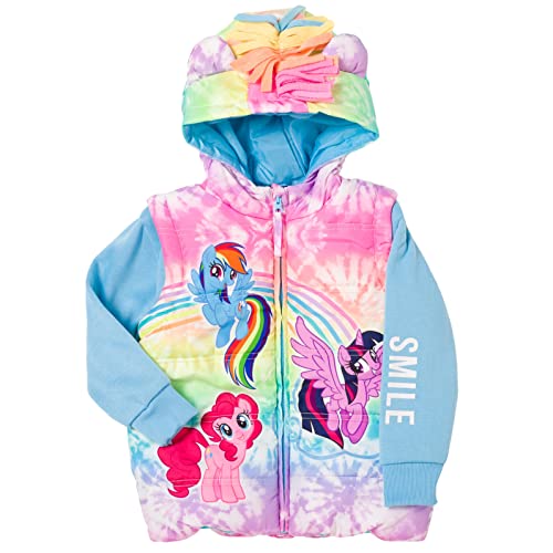My Little Pony Twilight Sparkle Pinkie Pie Rainbow Dash Girls Zip Up Vest 2fer Jacket Toddler to Big Kid
