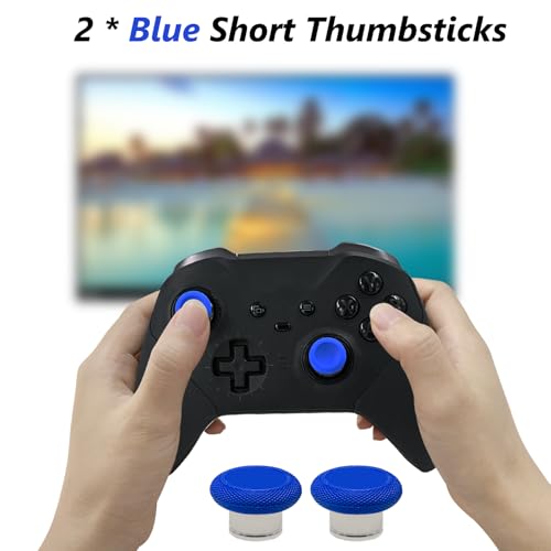 Image of 2 Pack Elite 2 Controller Short Thumbsticks Replacement for Xbox Elite Series 2 Controller,0.39in Standard Height Concave Magnetic Analog Short Joysticks Replacement for Elite Series 2 Core (Blue)
