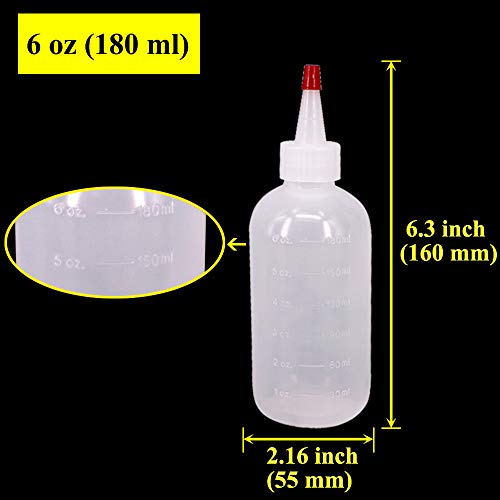 Belinlen 20 Pack 6-Ounce Plastic Squeeze Bottles With 20Pcs Red Tip Caps And Measurement - Good For Crafts, Art, Glue, Multi Purpose Set Of 20 With Extra 6 Red Cap 36 Chalk Labels And 1 Pen #TOP1