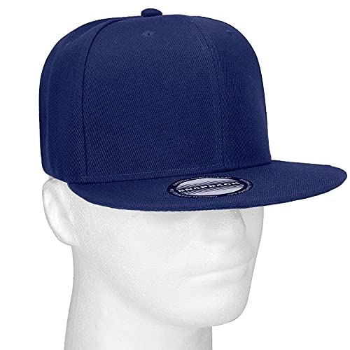 Image of Classic Snapback Hat Cap Hip Hop Style Flat Bill Blank Solid Color Adjustable Size