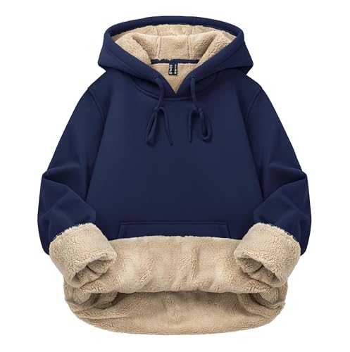Image of TACVASEN Sweatshirt Women's Pullover Hoodies Winter Warm Jumper Sweater Casual Sweat Shirts with Hood Navy Blue