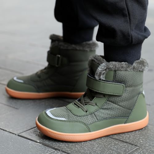 IWIHMIV Boys Winter Boots Lightweight Kid Outdoor Short Boots Girls Comfortable Soft Bottom Warm Walking Shoes3