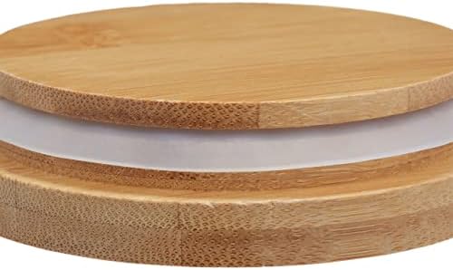 Relaxdays Jars in Set of Four, 1300 ml Each, Bamboo Smell-Proof Lids, Dry Food Storage, Glass, Transparent/Brown, 60% 30% 10% Silicone