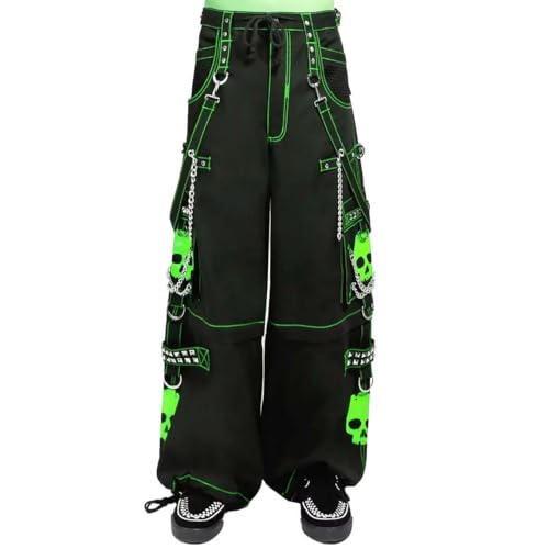 Gothic Pant | Parrot/Green Super Skull Gothic Cyber Chain Goth Jeans Punk Rock Pants | Skull Gothic Pant | Gothic Pants2