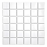 Tenedos Premium Quality 2' White Porcelain Square Mosaic Tile Shiny Look Designed in Italy (12x12)...