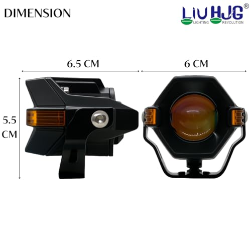 Image of LIU HJG High Bright LED Fog Light Waterproof & Dustproof & Heat Dissipation 80W 12V DC Power High /Low Beam Yellow, White & Red Devil Eye Reflection Universal Fit For All Bikes & Cars Model Pack of 2