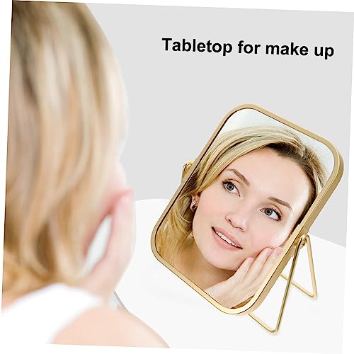 Espejo de maquillaje doble 360 grados con soporte metálico miniatura 2