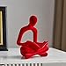 FJSPERM Red Reading Statue Decor, Modern Abstract Thinker Sculptures Decorations for Living Room, Flocked Figurine for Dining Room Office TV Stand Shelf Coffee Table Decoration, Gifts for Women