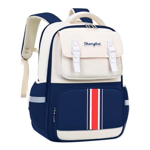 Amythe Sac à Dos Garçon Ergonomique Primaire,Cartable Enfant Scolaire avec Ceinture Poitrine, Sac Ecole Imperméable pour CP CE 6 à 10 ans-Bleu
