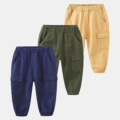 Moonker Cargo Pants for Toddler Boys Girls Elastic Waist Solid Color Jogger Pants with Pockets Y2k Girls Size 164