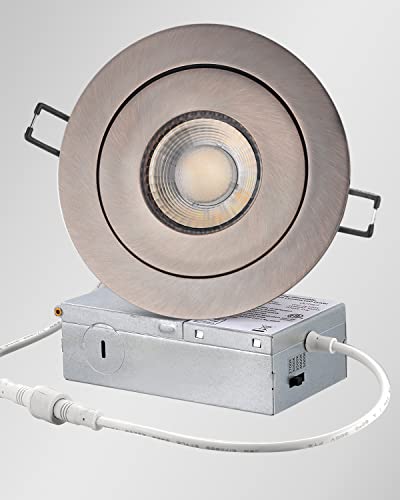 Image of POPANU Recessed Lights 4 Inch, Oil Rubbed Bronze Gimbal Downlight with 360 Rotation to Highlight Artwork and Create Accent Lighting in Living Room or Kitchen 6 Pack