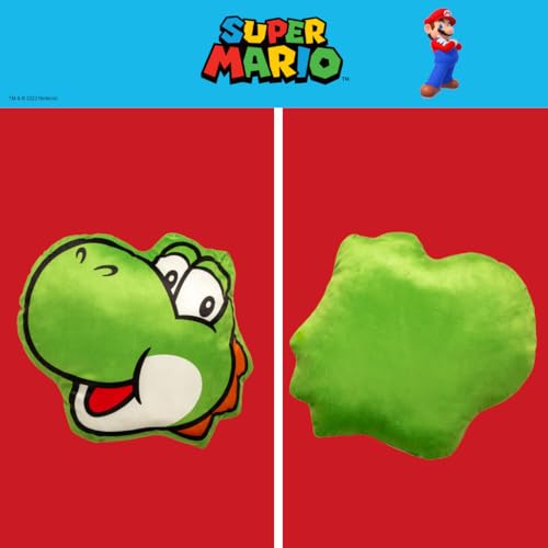 Image of Nintendo Super Mario Yoshi Gaming Bedding Super Soft Plush Decorative Pillow, One Size, (Officially Licensed Product) By Franco