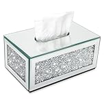 AAZZKANG Tissue Box Cover,Rectangular Crystal Crushed Diamond Tissue Box Holder,Silver Luxury Decorative Napkin Dispenser for Bathroom,Countertop,Bedroom,Living Room Office