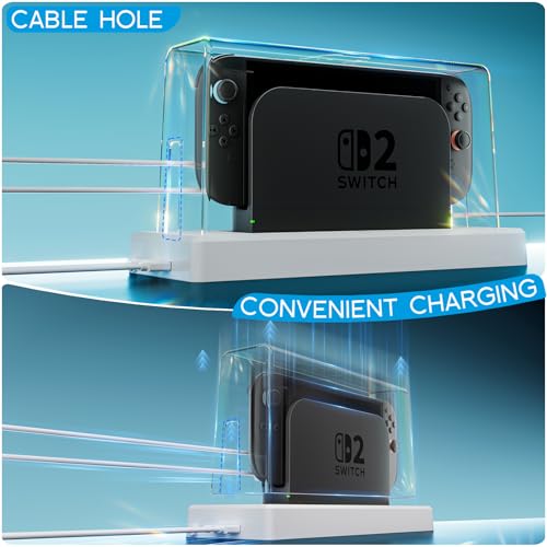 HEYSTOP Switch 2 Cubierta Antipolvo para Nintendo Switch 2 Dock, Funda Protectora Switch 2 para Nintendo Switch 2 Accesorios con Múltiples Opciones de Iluminación LED Antipolvo y Antiarañazos - imagen 3