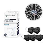 EG EcoGuard Disposable Face Masks Made in USA, 4 Ply for Families, Students, Breathable All-Day Wear & Safety, FSA HSA Eligible, ASTM Level 3 Medical Grade, 50 Pack Individual Wrap, Black