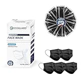 EG ECOGUARD Black Face Masks Disposable Made in USA, 4 Ply Individually Wrapped Face Mask Breathable Comfortable Black Disposable Face Masks for Adults Men Women, 50 Pack