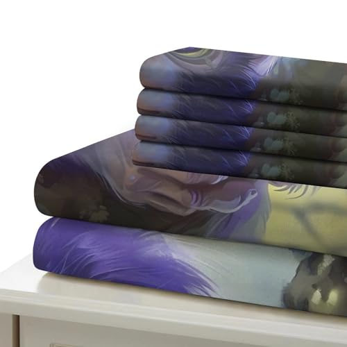 Linge de lit microfibre résistante effet 3D Violet Monkey housse ultra douce