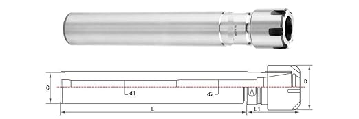 Mars-Tech Cylndrical Shank Collet Chuk Holder Baby Collet Chuck Holder Straight Shank chuck CYL16 ER16M-150L