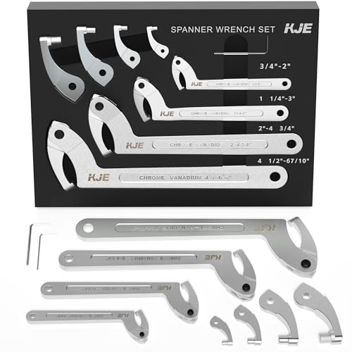 KJE 10PCS Adjustable Pin Spanner Nut Wrench Tool Set,...