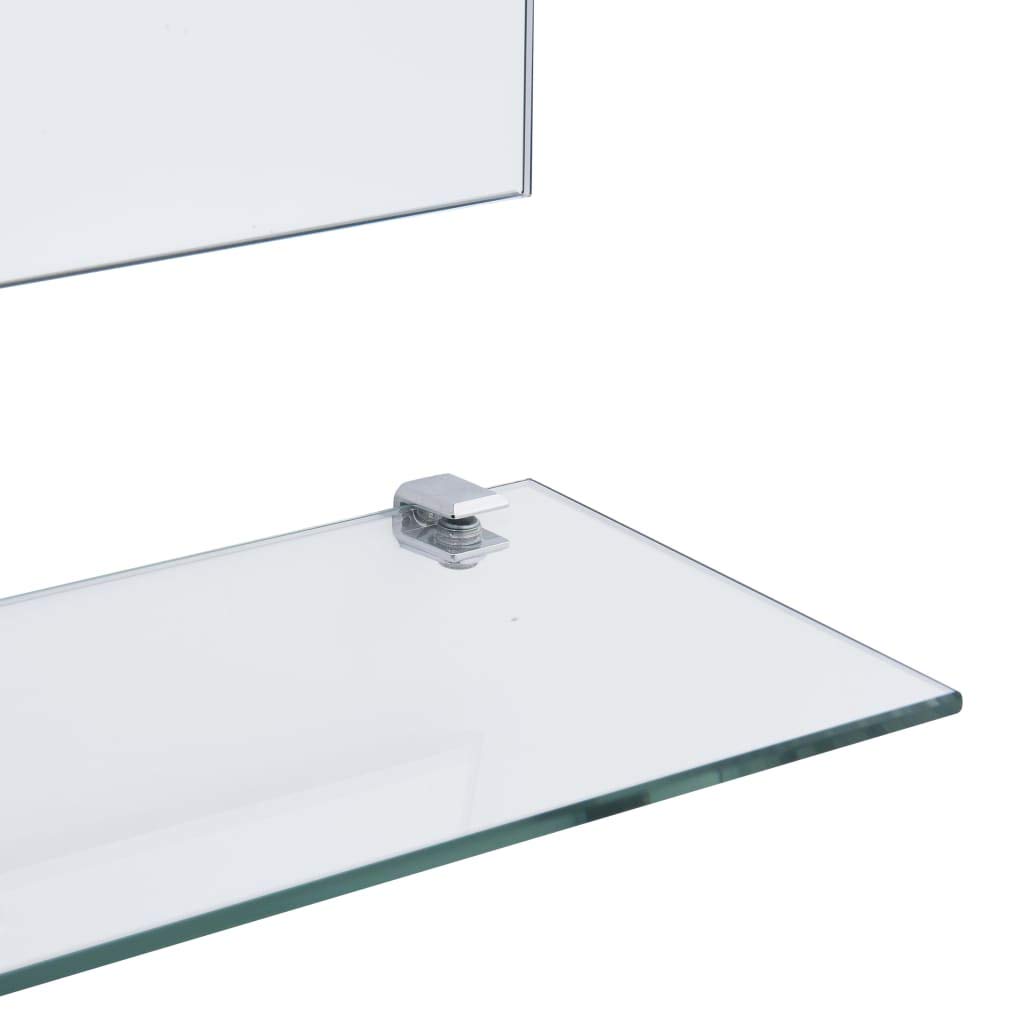 Wandspiegel mit 5 Ablagen silbern 100×60 cm gehärtetes Glas, rechteckiger Kosmetikspiegel mit Ablage für Badezimmer, Schlafzimmer, Flur, Makeup und Rasur