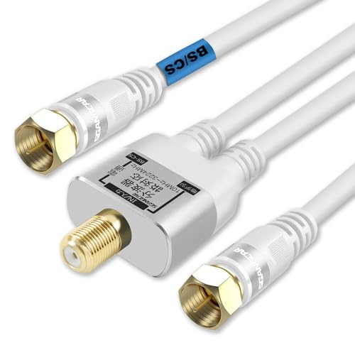 SGANGCAR アンテナ分波器 20CM S-4C-FBアンテナケーブル 1.5M (セット)4K8K衛星放送 3224MHz 地デジ/BS/CS/CATV/デジタル放送対応 (ホワイト) (20cm)