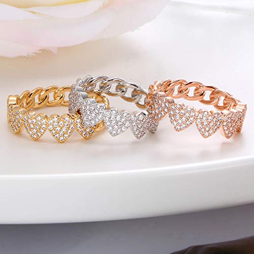 Anello Cuban Link con Love-Heart intarsiato