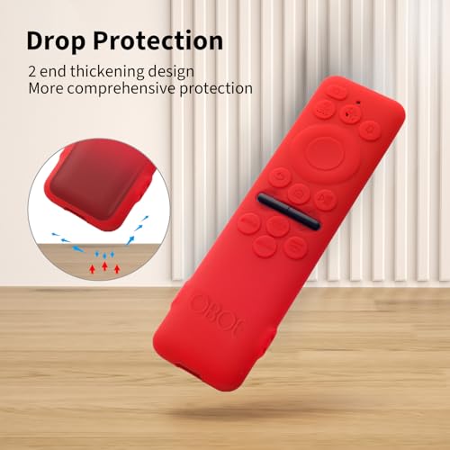 Image of Oboe Silicone Tv Remote Cover Compatible with Samsung Smart Tv Remote 2025 Model TM2360 E Key Cover Protective Case with Lanyard (L-Wine Red) [Remote NOT Included]