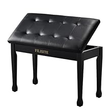 Duet Piano Bench - This piano bench, sized at 29.5”/75cmD x 14”/35.5cmW x 19.3”/49cmH, is designed to accommodate two players, ensuring a comfortable and synchronized experience for piano duets and joint performances. Storage Compartment - The flip-t...