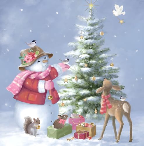 Noel Tatt Charity Christmas Cards Pack of 10 - Charity Christmas Cards with 2 Snowman and Woodland Animal Designs - Eco-Friendly Xmas Cards Multipack with Envelopes