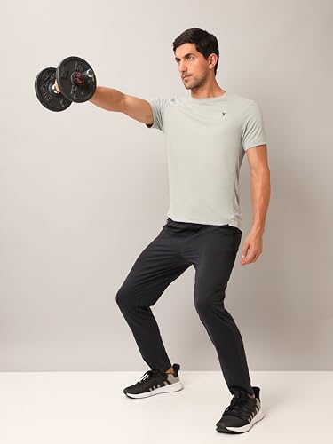 Image of TECHNOSPORT Men's 100% Polyester Slim Fit Solid Short Sleeve T-Shirt for Gym, Workout, Sports and Regular Use - Pack of 2