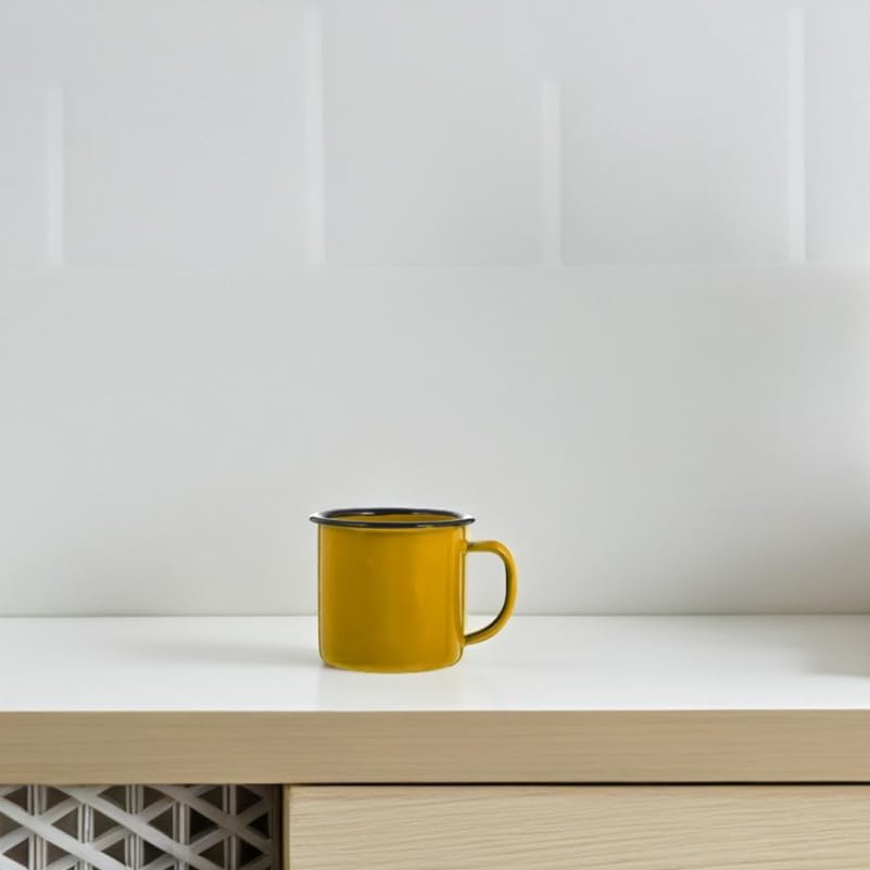 Cabilock 2pcs Enamel Mug Set Vintage Style Camping Mugs with Comfortable Handle Enamel Cups for Indoor Outdoor Coffee Tea Water - Image 5