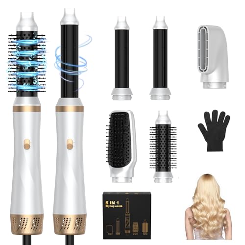 UMIGA Hairstyler 5 in 1, 1000 W Airstyler spazzola per capelli con spazzola ad aria, spazzola rotonda, ferro arricciacapelli, spazzola lisciante per capelli, 3 temperature per volume, lisciare, ricci