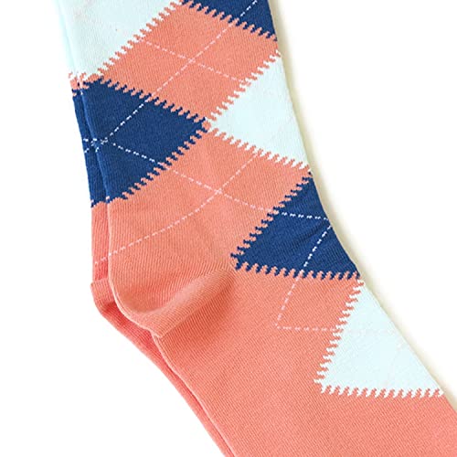 Men's Coral, Mint & Navy Blue Cotton Argyle Socks - Made in USA, Fits Most Sizes3