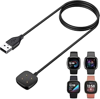 CAVN Charger Compatible with Fitbit Versa 3 / Versa 4 / Sense/Sense 2 Charger, Replacement Charging Cable USB Charger Dock for Versa 4 / Sense 2 Smartwatch