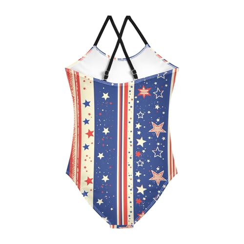KLL Stars and Stripes Girls 1 Piece Swimsuit Beach Swimming Suits with Adjustable Straps Cute2