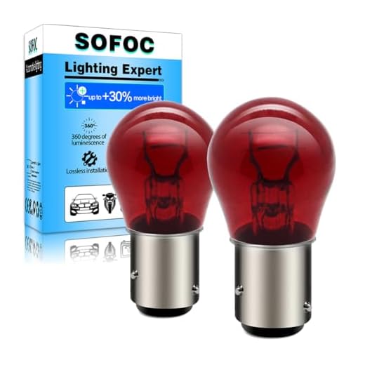 SOFOC PR21/5W Auto Brems- & Rücklicht Rot 12V 21/5W BAW15D 150°-Offset Versetzter Stift Doppelkontakt/-Glühfaden S25 Birne Plug and Play 2Stk