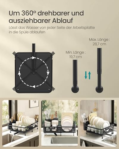 Foto von SONGMICS Abtropfgestell Geschirr, Abtropfschale, (30,2-46,5) x30,4x14 cm