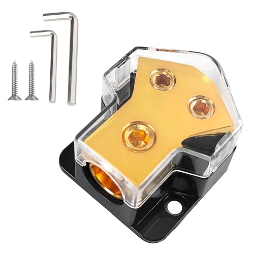 Bloque de Distribución de Energía de Cobre, 1 en 2 Bloques de Salida Bloque de Distribución de Corriente, 12 V Distribuidor de Energía, para Coches, Caravanas, Barcos